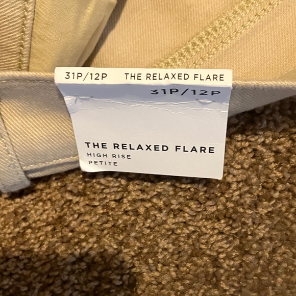 LOFT.  VERY NICE pair of Tan Flare-Leg Denim Pants. Size 12 PETITE. NICE FABRIC! - Picture 4 of 7